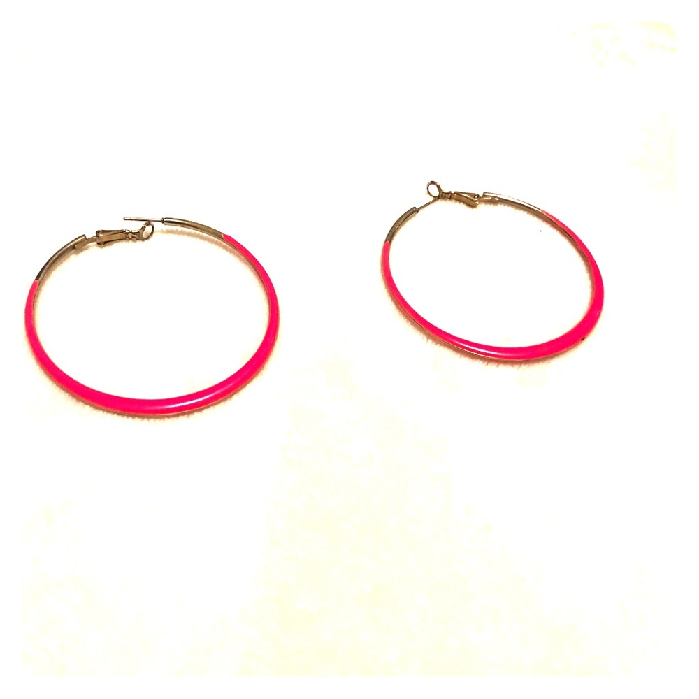 Hot Pink Hoop Earrings